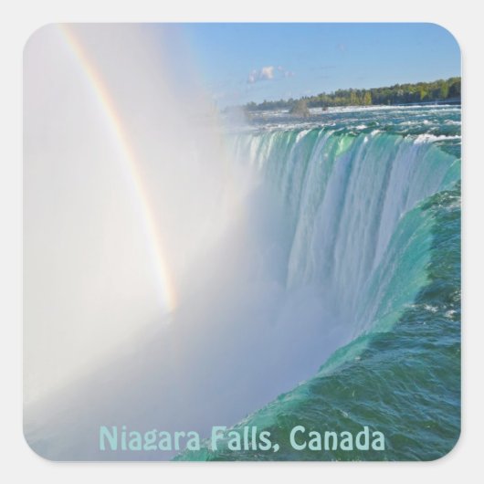 Niagara Falls Horseshoe Falls & Rainbow Quadratischer Aufkleber (Vorderseite)