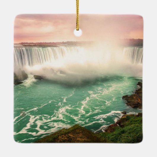 Niagara Falls, Kanada sunset stylized Keramikornament (Rückseite)
