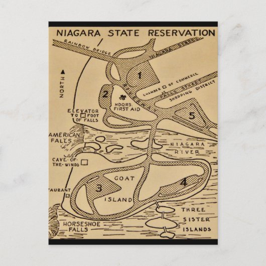 Niagara Falls Map Postcard Postkarte (Vorderseite)