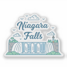Niagara Falls Minimal Flat Design Illustration Aufkleber