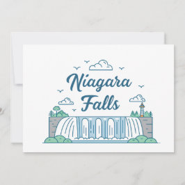 Niagara Falls Minimal Flat Design Illustration Feiertagskarte