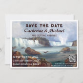 Niagara Falls New York Travel QR Code Save The Date (Vorderseite)