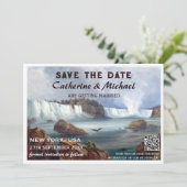 Niagara Falls New York Travel QR Code Save The Date (Stehend Vorderseite)