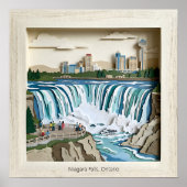 Niagara Falls Ontairo Canada Paper Collage Diorama Poster (Vorne)