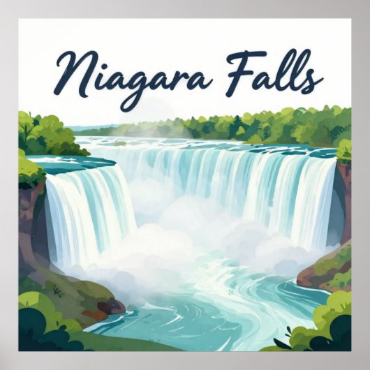 Niagara Falls Painterly Landscape Illustration Poster (Vorne)