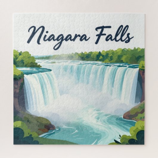 Niagara Falls Painterly Landscape Illustration Puzzle (Vertikal)