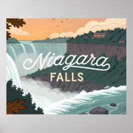 Niagara Falls Retro Vintage Poster Illustration