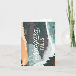 Niagara Falls Retro Vintage Poster Illustration Feiertagskarte