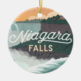 Niagara Falls Retro Vintage Poster Illustration Keramik Ornament