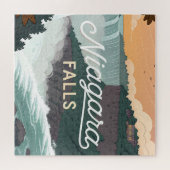 Niagara Falls Retro Vintage Poster Illustration Puzzle (Horizontal)