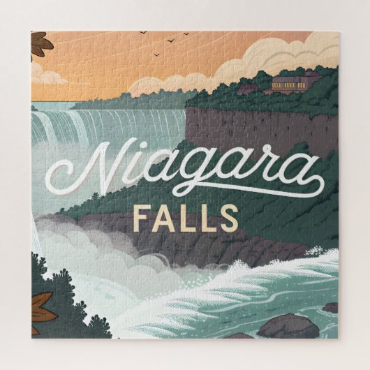 Niagara Falls Retro Vintage Poster Illustration Puzzle (Vertikal)