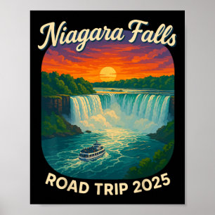 Niagara Falls Roadtrip 2025 Vintage Sonnenuntergan Poster