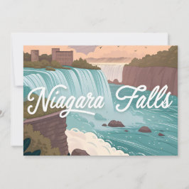 Niagara Falls Scenic Illustration at Sunset Feiertagskarte