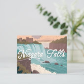 Niagara Falls Scenic Illustration at Sunset Postkarte (Stehend Vorderseite)