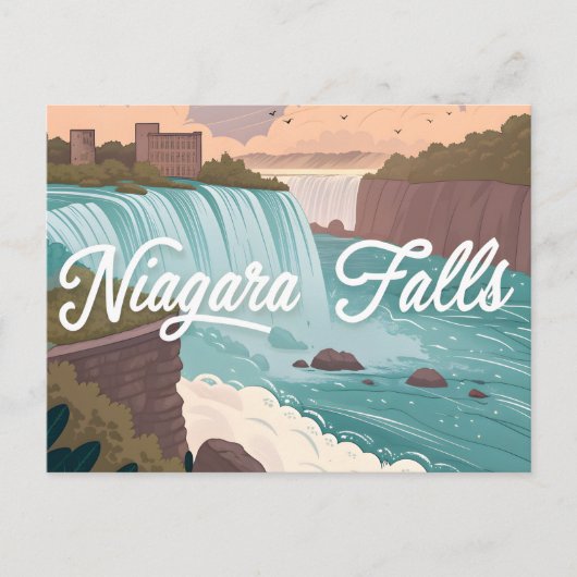 Niagara Falls Scenic Illustration at Sunset Postkarte (Vorderseite)