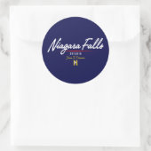 Niagara Falls Script Runder Aufkleber (Tasche)