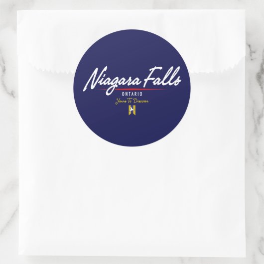 Niagara Falls Script Runder Aufkleber (Tasche)