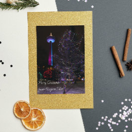 Niagara Falls Skylon Tower mit Weihnachtslicht Feiertagspostkarte