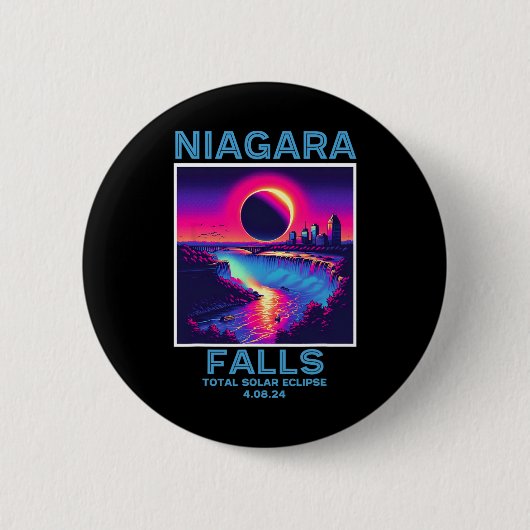 Niagara Falls Total Solar Eclipse 2024 80er New Yo Button (Vorderseite)