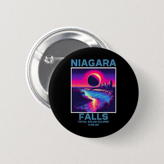 Niagara Falls Total Solar Eclipse 2024 80er New Yo Button (Vorne & Hinten)