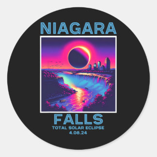 Niagara Falls Total Solar Eclipse 2024 80er New Yo Runder Aufkleber