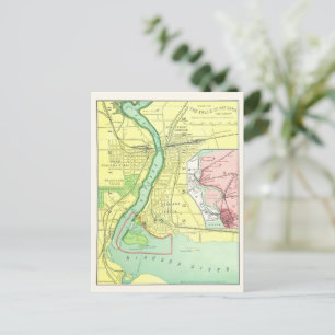 Niagara Falls und Vicinity Vintag Map 1885 Postkarte