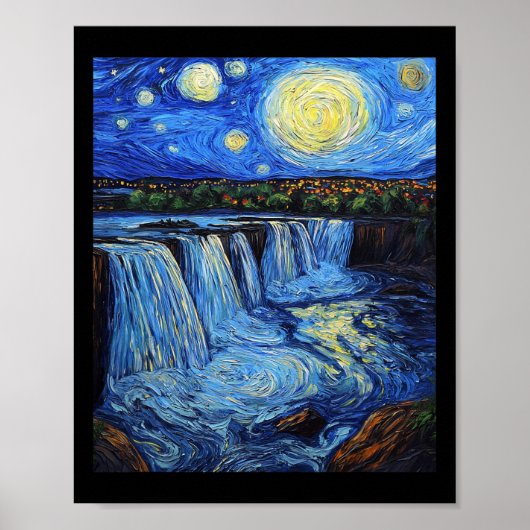 Niagara Falls - Van Gogh Style - Starry Night Poster (Vorne)