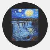 Niagara Falls - Van Gogh Style - Starry Night Runder Aufkleber (Vorderseite)