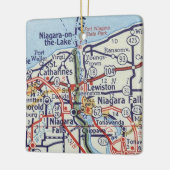 Niagara Falls Vintage Karte Keramikornament (Links)