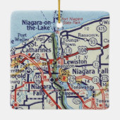 Niagara Falls Vintage Karte Keramikornament (Rückseite)