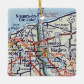 Niagara Falls Vintage Karte Keramikornament (Vorderseite)