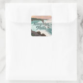 Niagara Falls Vintage Textured Illustration Quadratischer Aufkleber (Tasche)