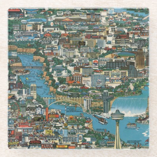 Niagara- Fallskarte Glasuntersetzer (Vorderseite)