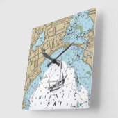 Niantic Bay CT Chart Quadratische Wanduhr (Winkel)
