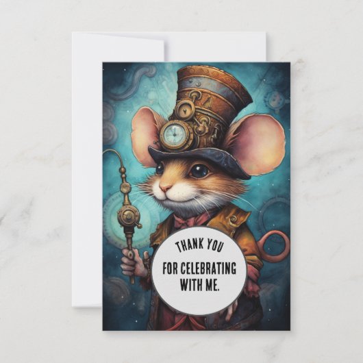 Nibblesworth Vielen Dank Steampunk Tier Custom Dankeskarte (Vorderseite)