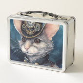 Nibbleton Steampunk cat individuelle Name Metall Brotdose (Rückseite)