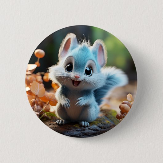 Nibbly - das blaue Eichhörnchen Button (Vorderseite)