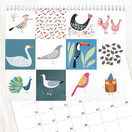 Nic Squirrell Quirky Birds Calendar Kalender