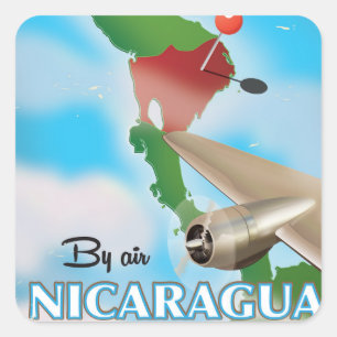 Nicaragua By Air Urlaubsposter Quadratischer Aufkleber