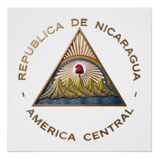 Nicaragua country flag symbol emblem coat arms emb poster