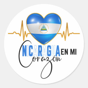Nicaragua En mi Corazon Nicaraguan Pride Runder Aufkleber
