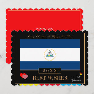 Nicaragua Flag & Happy New Year/Best Wishings Art Feiertagskarte