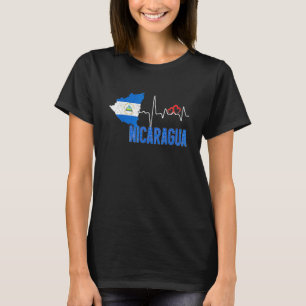 Nicaragua Flag Karte Herzschlag für Nicaragua Prid T-Shirt