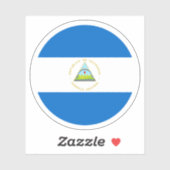 Nicaragua Flag Round Sticker (Blatt)