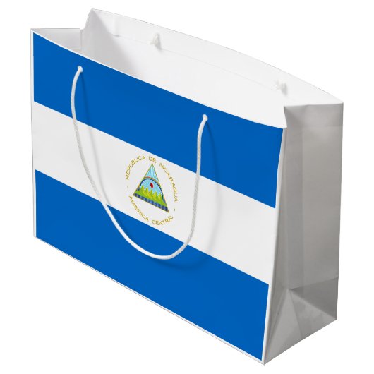 Nicaragua-Flagge Große Geschenktüte (Rückseite Schrägansicht)