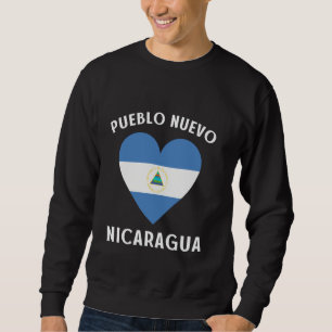 Nicaragua-Flagge Herz Pueblo Nuevo Stadt Sweatshirt