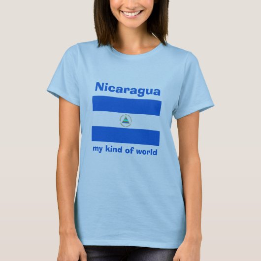 Nicaragua-Flagge + Karte + Text-T - Shirt (Vorderseite)