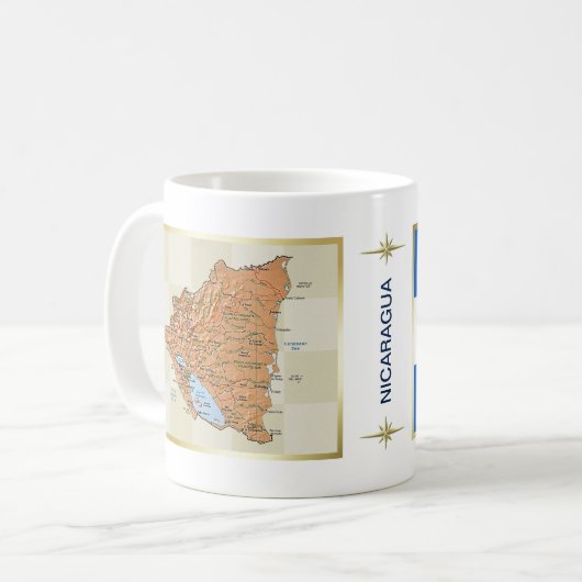 Nicaragua-Flagge + Karten-Tasse Kaffeetasse (Vorderseite Links)