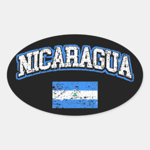 Nicaragua-Flagge Ovaler Aufkleber