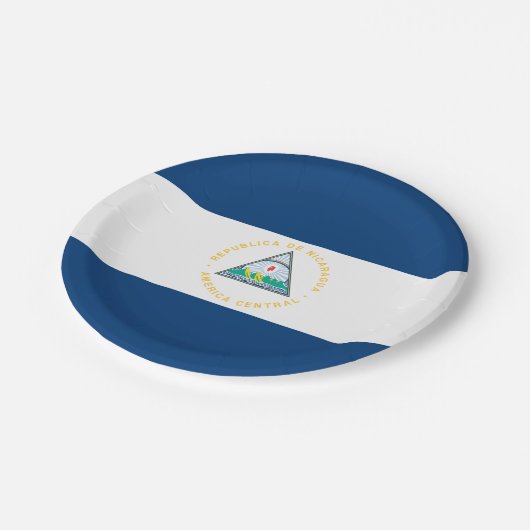 Nicaragua-Flagge Pappteller (Schrägansicht)